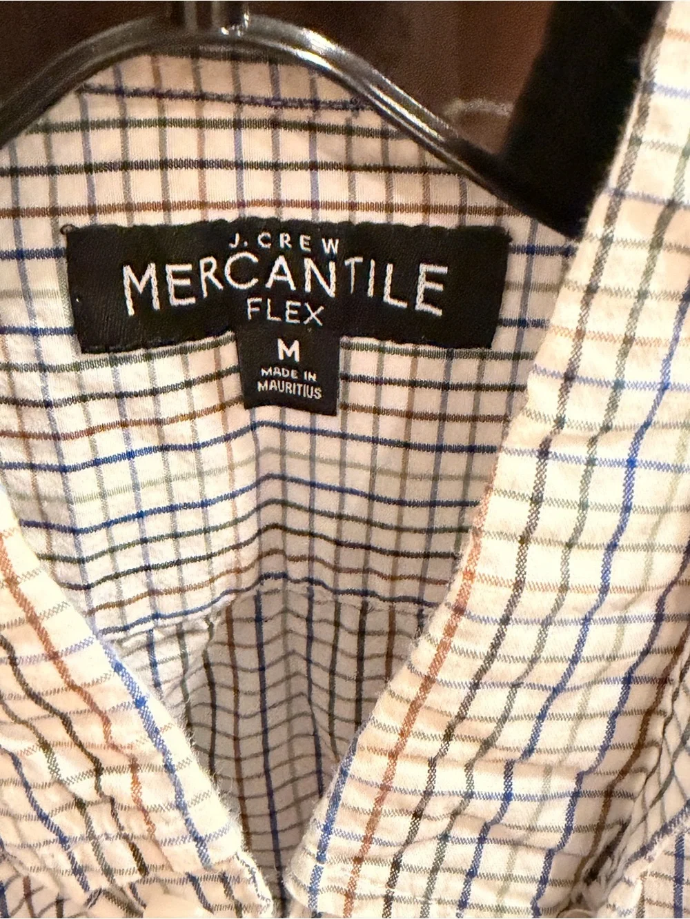 J Crew Men’s Button Down Slim Flex White Blue Green Brown Check Shirt #497